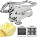 French Fry Cutter with 36 & 64 Hole Blades - Stainless Steel Potato Chipper Manual Slicer Dicer for Homemade Fries, Chips & Vegetables