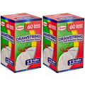 Drawstring Tall Kitchen Trash Bags 13 Gallon 120 Count (2 Boxes of 60), 2ft x 2ft 4in Sturdy 0.45mil Bags for Standard Kitchen Trash Cans, Easy-Tie Drawstring Closure