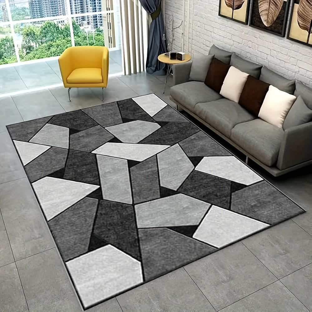 Soft Area Rug Grey White – Modern Low Pile Carpet for Bedroom Living Room, Non-Slip Backing, Machine Washable, 3x5 4x6 5x7 ft