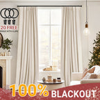 Blackout Curtains for Living Room & Bedroom - 100% Blackout Textured Panels, Thermal Insulated, Rod Pocket & Clip Rings, Multiple Sizes & Colors