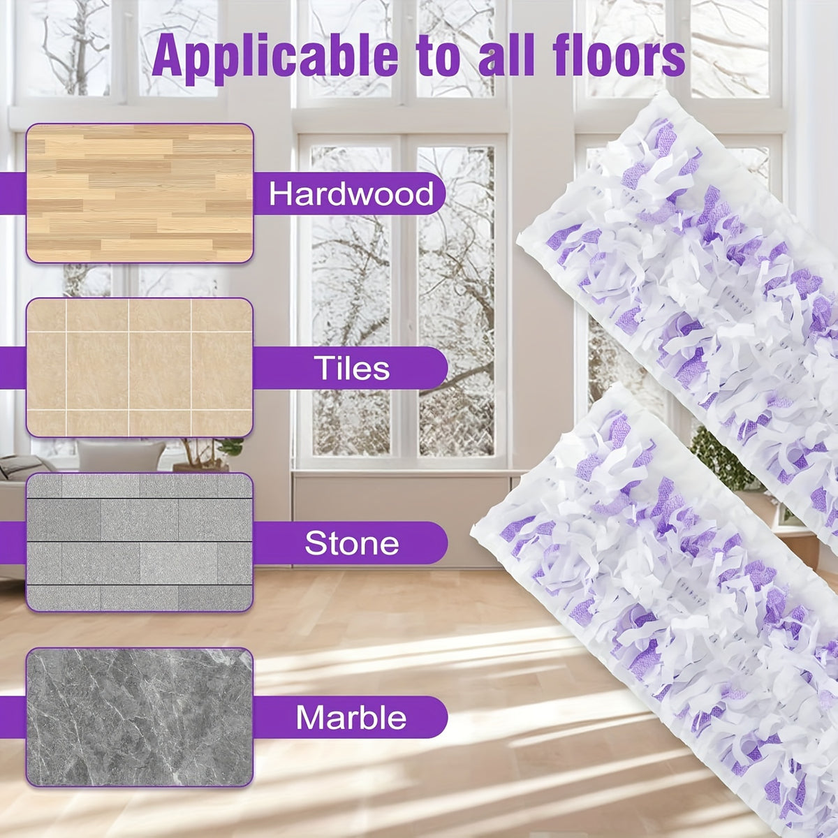 50 Count Disposable Power Mop Pad Refills Dry & Wet Use – Multi-Surface & Wood Floor Mop Pad Replacement Compatible with Swiffer PowerMop (No Mop Rod Included)
