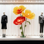 Large Artificial Poppy Flowers 3pcs Giant Orange Yellow Red Blooms Realistic Faux Floral for Wedding Centerpiece Party Decor Photo Booth Spring Home Decoration