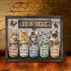 Whimsical Cat & Butterfly Framed Canvas Wall Art with Inspirational Quotes - Rustic Wood Frame, Cozy Home Decor for Living Room, Bedroom & Office, Unique Cat Lover Gift