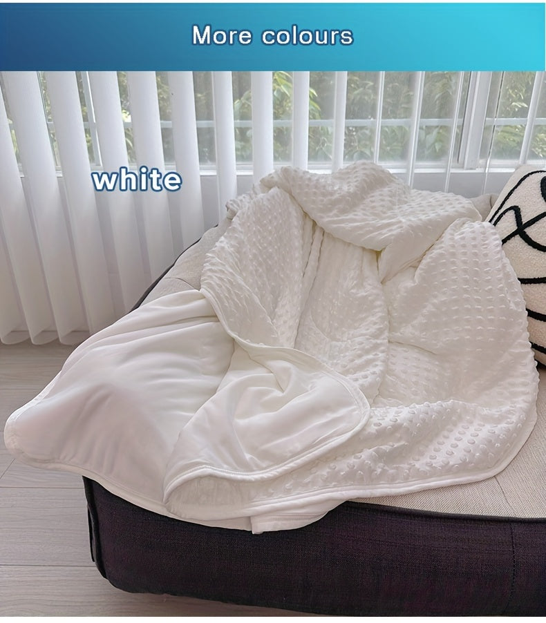 Cooling Throw Blanket & Shawl, 100% Polyester Breathable Lightweight Summer Blanket with Soundwave Embossed Striped Design & Ball Accents, Machine Washable Wrinkle-Resistant, 3 Sizes in Purple Pink White Blue Gray Green