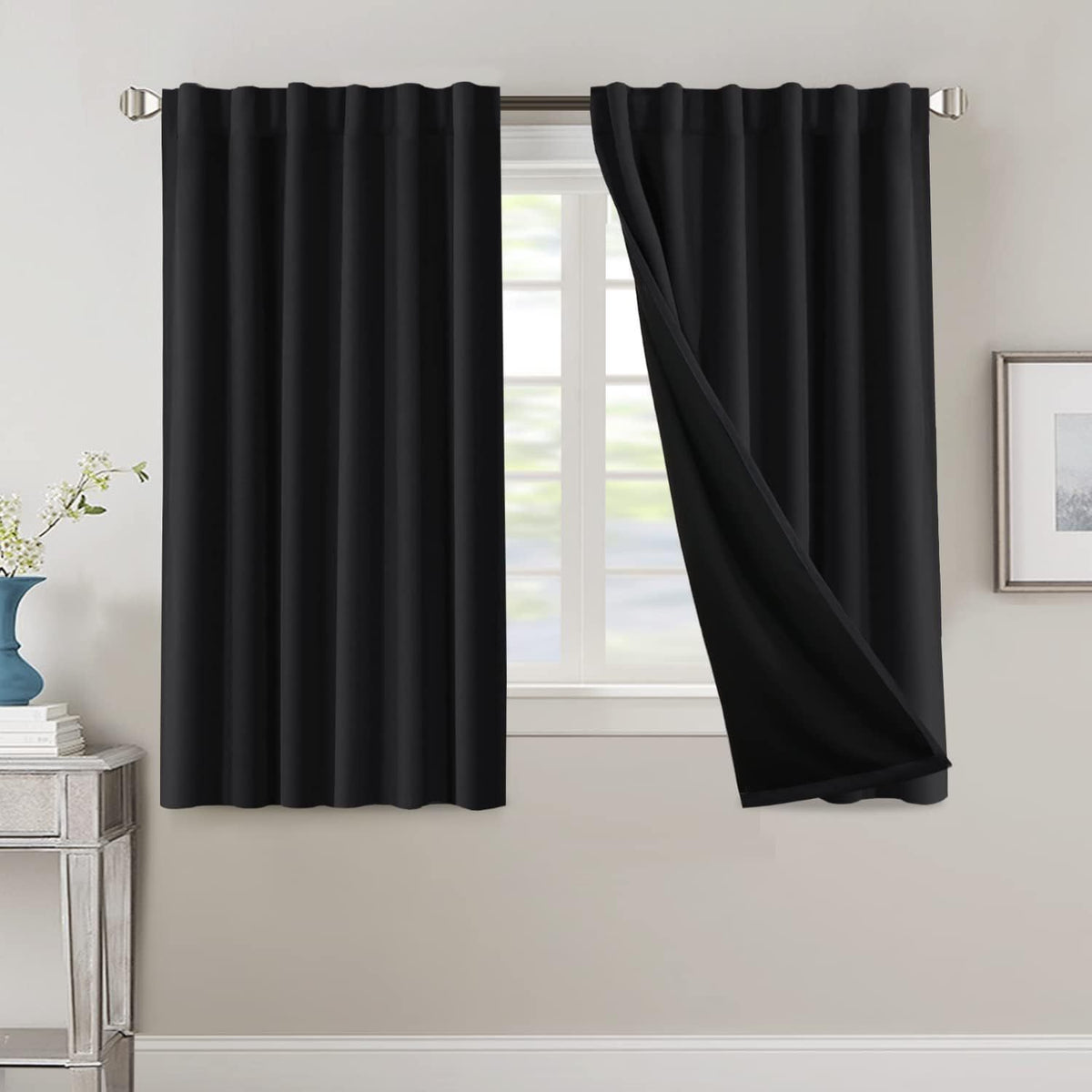 Blackout Curtains 2 Panels 100% Room Darkening 96 Inch Long – Triple Weave Thermal Insulated Back Tab & Rod Pocket Window Drapes for Bedroom & Living Room