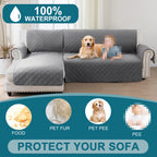 L-Shaped Sectional Sofa Cover 100% Liquid-Resistant Couch Slipcover with Non-Slip Straps for Dogs Cats Pets Left Right Chaise
