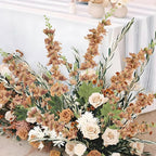 Faux Delphinium Larkspur Stems 8pcs 33.5 Inch Artificial Flowers for Wedding Table Centerpiece Bridal Bouquet Home Garden Vase Floral Arrangement Decor in Dusty Blue Pink Purple Orange