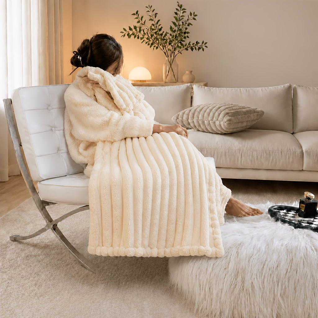 Soft Plush Throw Blanket – Thick Warm Fuzzy Cozy Blanket for Couch, Bed, Office & Travel | 4 Sizes, 4 Colors | Great for Gifts & Room Decor