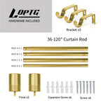 Decorative Curtain Rod 1 Inch Diameter Adjustable with Modern Finials – Drapery Rod for Windows 18-120 Inch, Black Brushed Nickel Gold Curtain Hardware