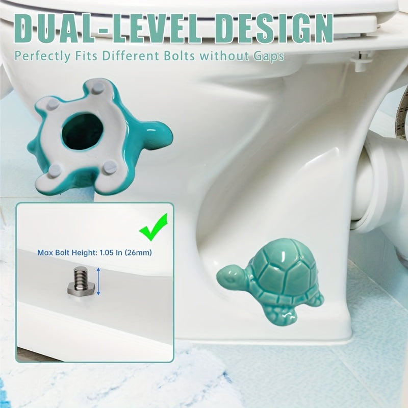 Decorative Toilet Bolt Caps, Rustproof Floor Bolt Covers for Bathroom Decor – Ocean Animal Style, Quick Install, 2 or 4-Piece Sets