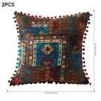 2-Pack Turkish Moroccan Throw Pillows with Inserts Reversible Floral Boho Decorative Pillow 18x18 Inch Polyester Square Cushion Zip Cover for Sofa Couch Bedroom Living Room 7 Colors