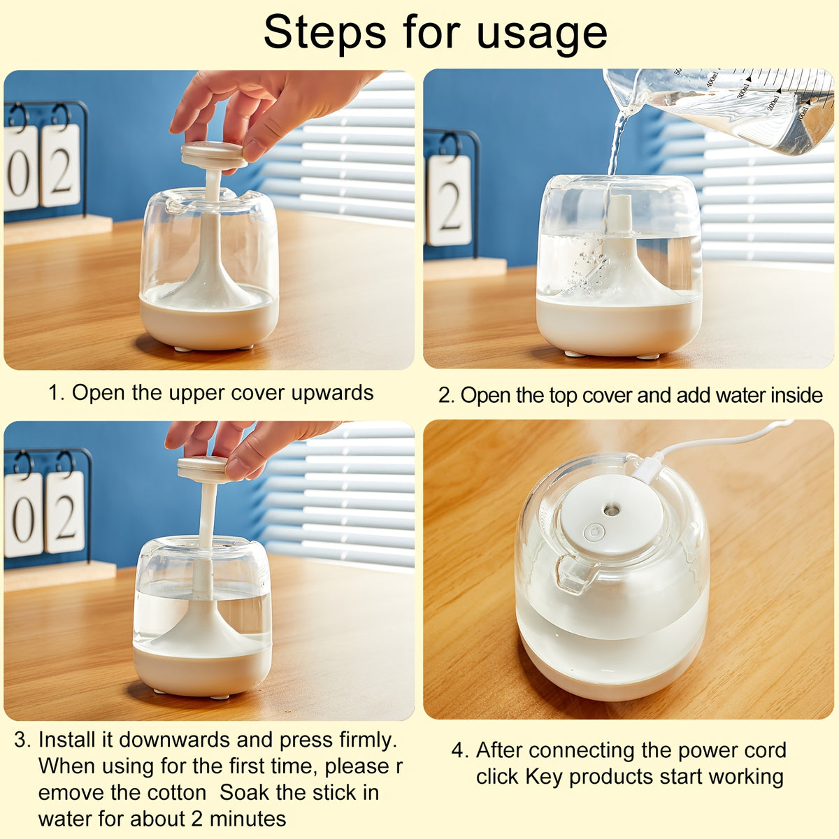 Cool Mist Humidifier Essential Oil Diffuser 21.98oz Large Capacity with Color Night Light USB Portable Bedroom Humidifier