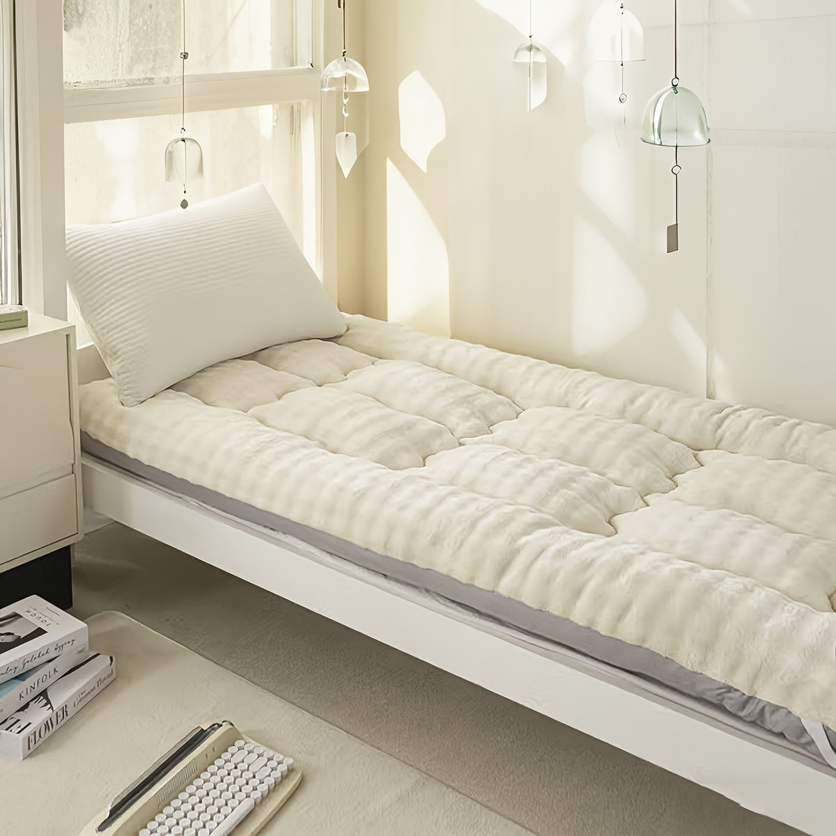 Cooling Breathable Mattress Topper | Soft Fiber Fill | Woven Fabric Cover | All Seasons | 6 Colors | Twin Full Queen King