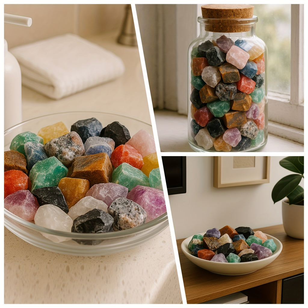 Raw Gemstone Rough Crystals 3LB Assorted Natural Stone Mix for Tumbling Polishing Wire Wrapping Wicca Reiki Fountain Home Office Decor Good Luck Healing Crystals