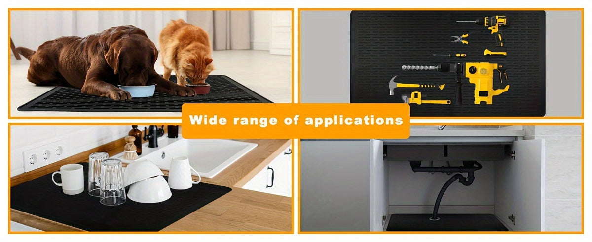 Silicone Stove Top Cover & Dish Drying Mat - 28x20 Inch, Heat Resistant to 450°F, Fits Electric & Glass Stovetops, Black