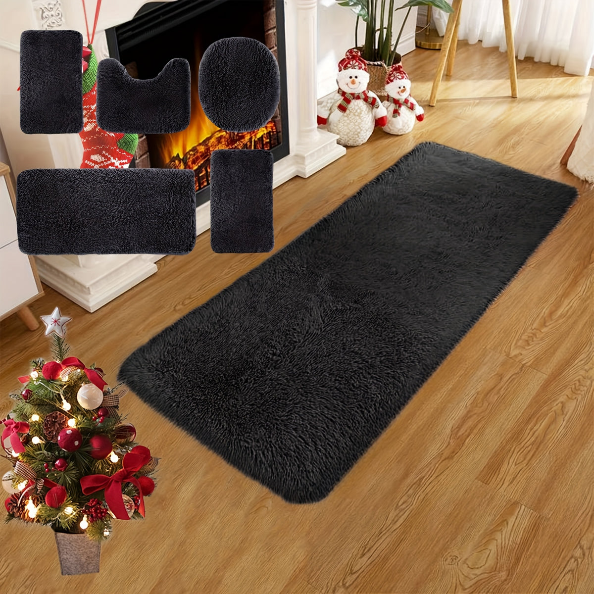 Plush Bath Rugs Set 1-6 Pieces, Multi-Color Microfiber Non-Slip Bathroom Mats – Soft Water Absorbent Thick Machine Washable Toilet Mats for Bathroom, Tub & Shower