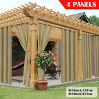 Outdoor Curtain Panels for Patio Gazebo Porch – Weather-Resistant, Light-Filtering Sun Block Privacy Drapes, 4 Panels, Multiple Sizes & Colors