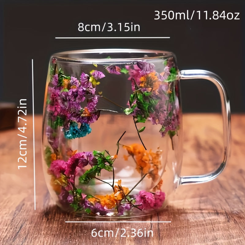 Double Wall Glass Cups Set of 4 - 12oz/350ml Reusable Clear Drinking Glasses for Hot & Cold Beverages, Tea Coffee Milk Juice Water, Home Office Gift