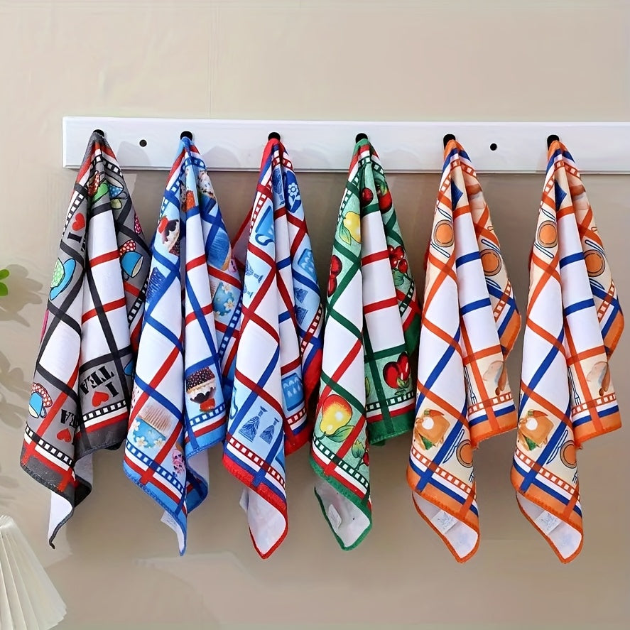 Kitchen Towels Set of 6 Colorful Printed Dishcloths Soft Absorbent Holiday Tea Towels Hand Towels Decorative Kitchen Decor Cleaning Supplies