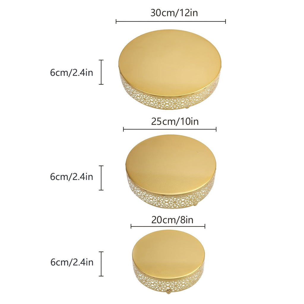 3-Piece Metal Cake Stand Set Round Tiered Dessert Display Stand for Cupcakes Pastry Candy Wedding Birthday Holiday Party
