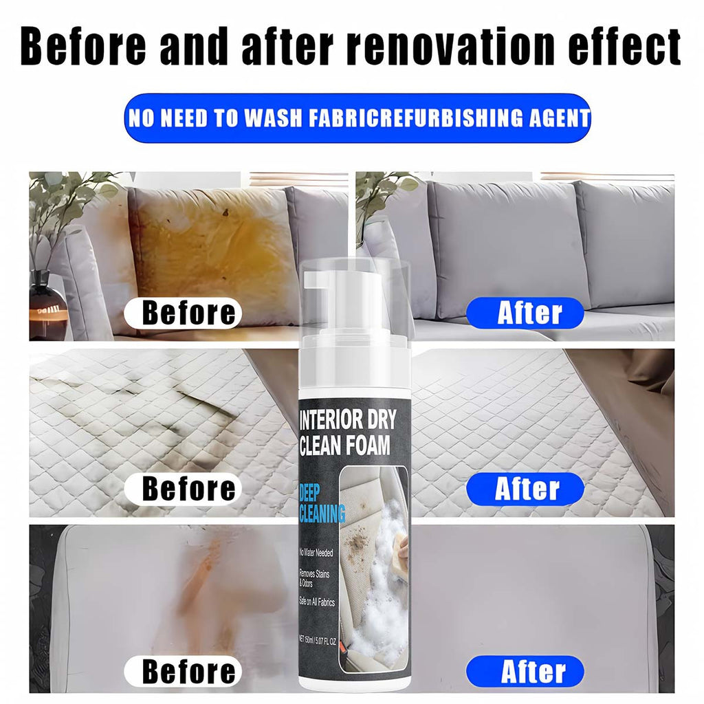 No-Water Fabric & Upholstery Stain Remover 150ml – Safe Dry Cleaner for Sofas, Mattresses, Carpets, Clothing & Curtains, Powerfully Breaks Down Stains, No Rinse Needed, Easy to Use