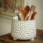 Pine Cone Ceramic Kitchen Tool Holder – Three-Legged Utensil Crock & Decorative Storage Jar for Countertop, Desk & Home Organizer | Personalized Ornament Jar