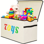 Extra Large Collapsible Storage Box 31.7 Gal with Lid – Foldable Kids Toy Chest Organizer Bin for Boys & Girls, Bedroom, Living Room & Nursery, Sturdy Basket in Black, Beige & Dark Grey