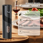Electric Salt and Pepper Grinder Set 2-Piece USB Rechargeable with LED Light & Charging Base - One-Hand Automatic Salt Pepper Mill Shaker Set for Kitchen Cooking Dining Gift, Black/Green