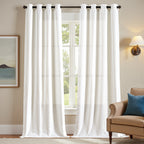 100% Blackout Curtains - 4 Panel Set, Boho Rustic Textured Grommet Drapes for Living Room & Bedroom, Privacy & Room Darkening, 4 Colors