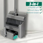 Broom and Dustpan Set 3-in-1 4-in-1 Long Handle Non-Stick Hair Foldable Rotatable Floor Sweeper for Home Office Outdoor Hardwood Tile Indoor Cleaning