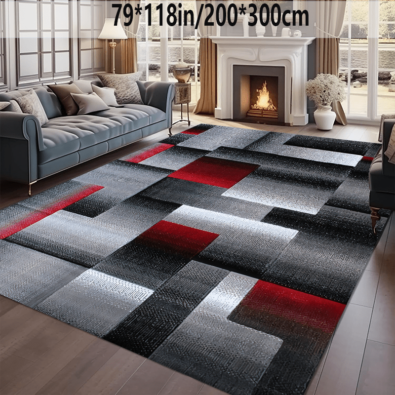 Golden Diamond 900g/m² Velvet Area Rug – Nordic Geometric Pattern, Anti-Slip, Washable | Sofa Side, Bedside & Entryway | 3 Sizes | Nuvia Haven