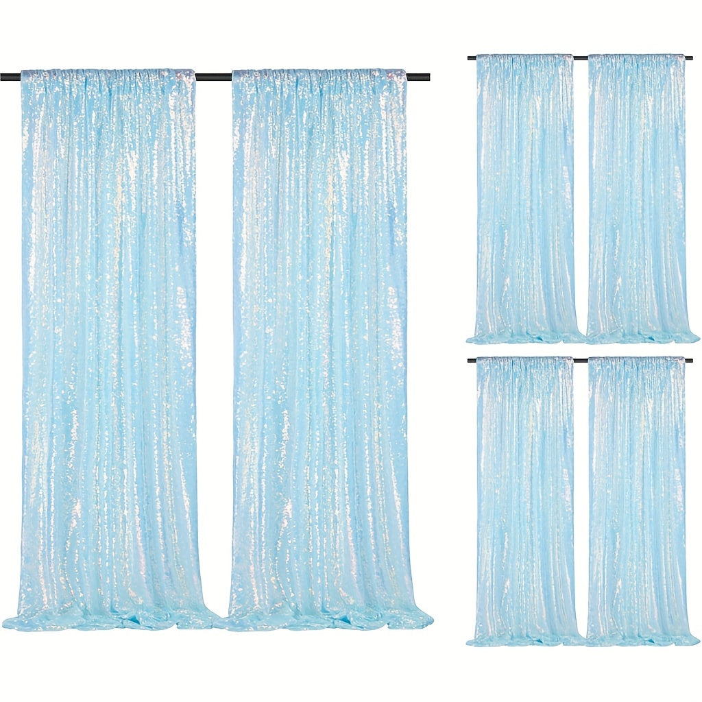 Sequin Curtains Backdrop 4 & 6 Panels 2x8FT - Shimmer Glitter Party Backdrop Curtain for Wedding Birthday Bachelorette Photo Booth, 25 Colors Reusable Event Decoration