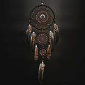 Handmade Feather Rattan Wind Chime Wall Hanging Boho Eclectic Bedroom Decor Dream Catcher Festival Gift Brown Rainbow