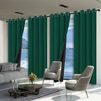 Complete Blackout Curtains 4-Panel Set – Black-Coated Film Thermal Insulated Grommet Top Curtains for Bedroom | Total Light Blocking Window Panels