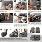 Jacquard Recliner Sofa Cover Set 6 Piece with Center Console Cover & Pocket, Leaf Texture Stretch Slipcover Removable Washable Recliner Protector for Living Room