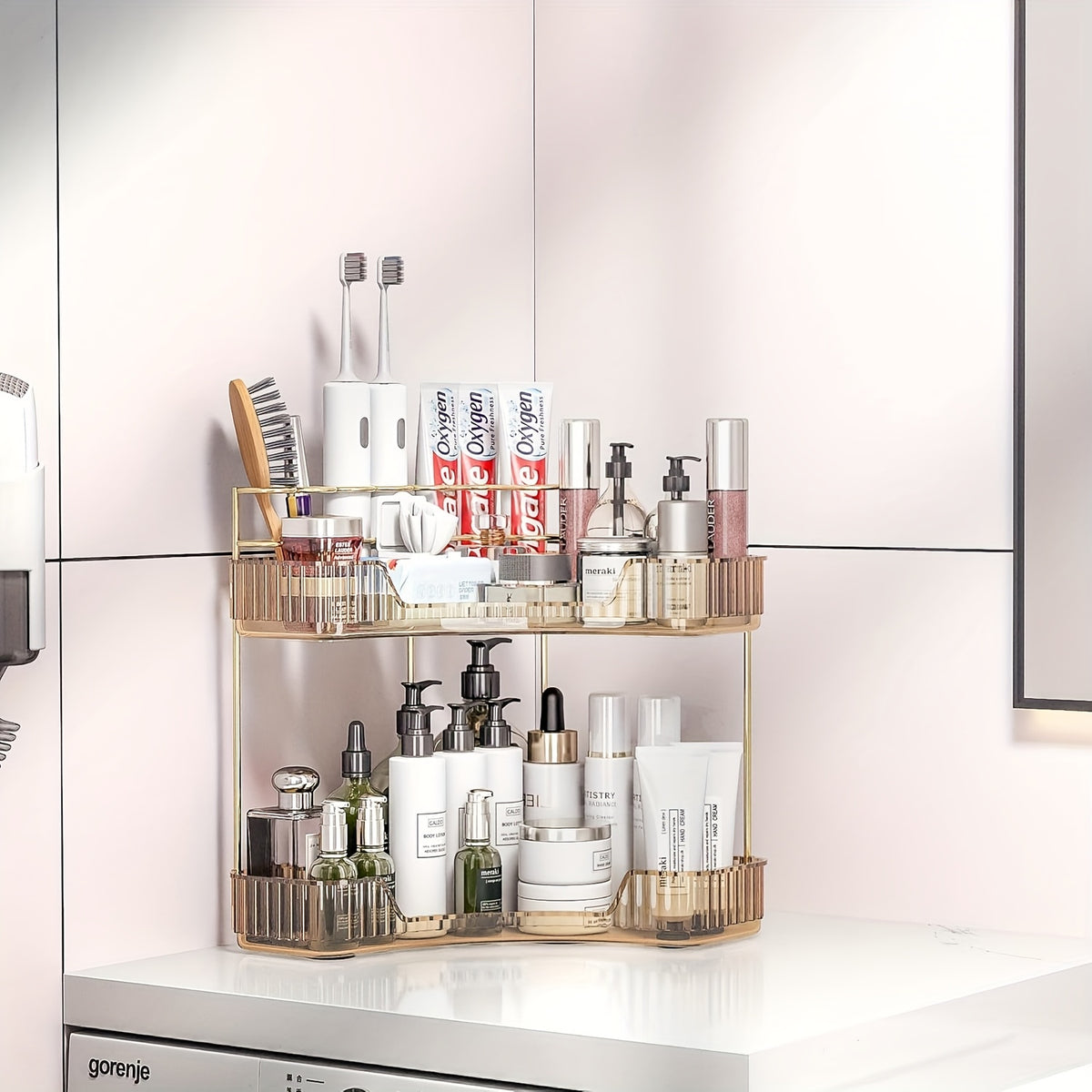Corner Shower Shelf Bathroom Organizer with 2 or 3 Tiers - Space Saving Corner Storage Rack for Cosmetics, Toothbrush & Toiletries, Lightweight Caddy for Bathroom, Bedroom & Kitchen