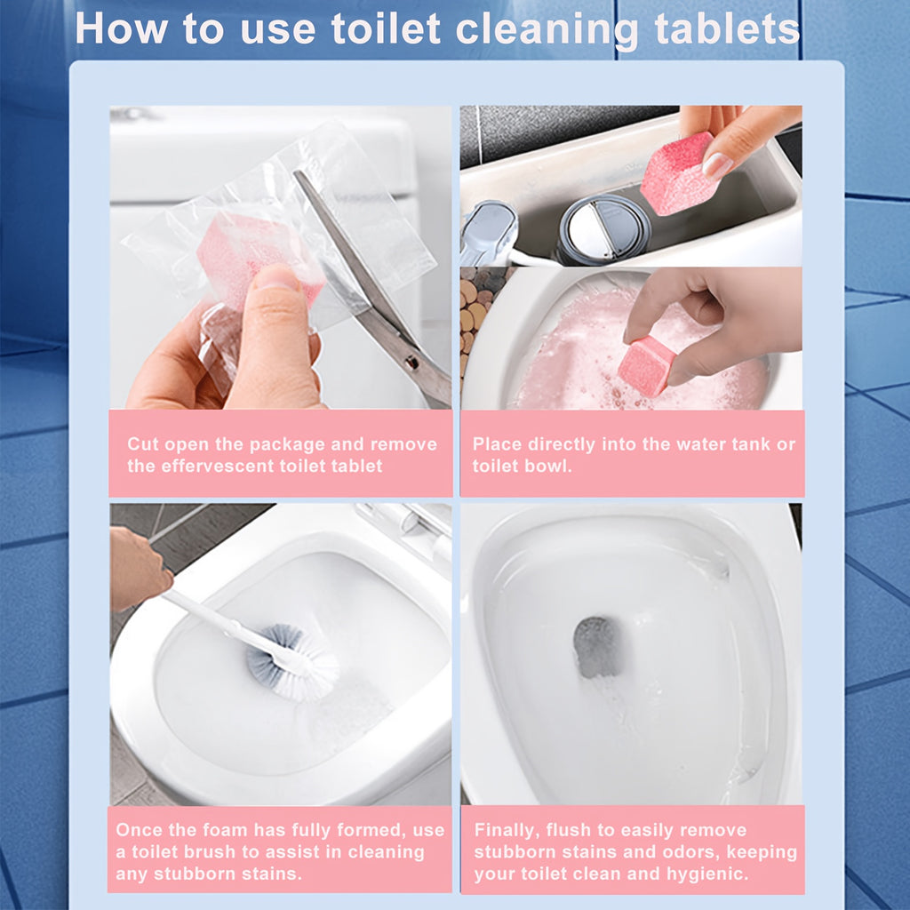 Toilet Bowl Cleaner Tablets Pink Effervescent Automatic Cleaning Tabs Powerful Descaling Deodorizing Long-Lasting Fragrance Household Bathroom 36 72 108 Pcs