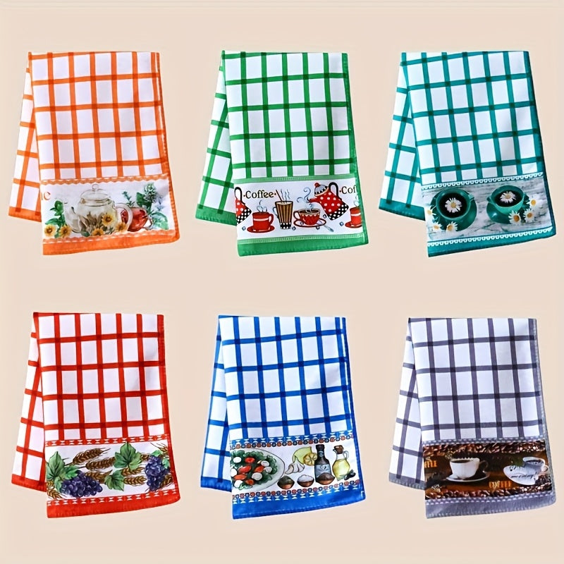 Kitchen Towels Set of 6 Colorful Printed Dishcloths Soft Absorbent Holiday Tea Towels Hand Towels Decorative Kitchen Decor Cleaning Supplies