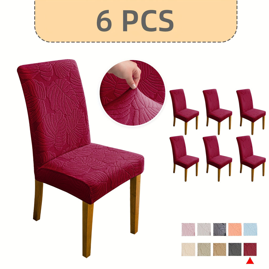 Jacquard Stretch Dining Chair Covers 4/6pcs – Removable Washable Elastic Chair Slipcovers for Dining Room & Kitchen, 10 Colors, Christmas & Holiday Home Decor Chair Protector