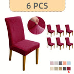 Jacquard Stretch Dining Chair Covers 4/6pcs – Removable Washable Elastic Chair Slipcovers for Dining Room & Kitchen, 10 Colors, Christmas & Holiday Home Decor Chair Protector