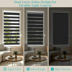 Cordless Zebra Blinds Day Night Dual Layer Window Shades for Home & Office – Free Stop Light Control, Easy Install, 4 Colors & Custom Widths