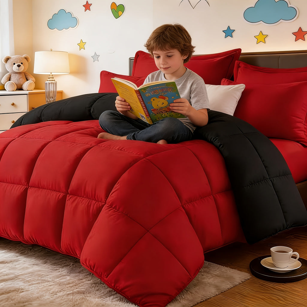 All Season Comforter Set with Pillowcases 2-3 Piece – Soft Fluffy Lightweight Bedding for Kids Dorm Apartment, 29 Colors Including Two-Tone, Twin Queen King Size