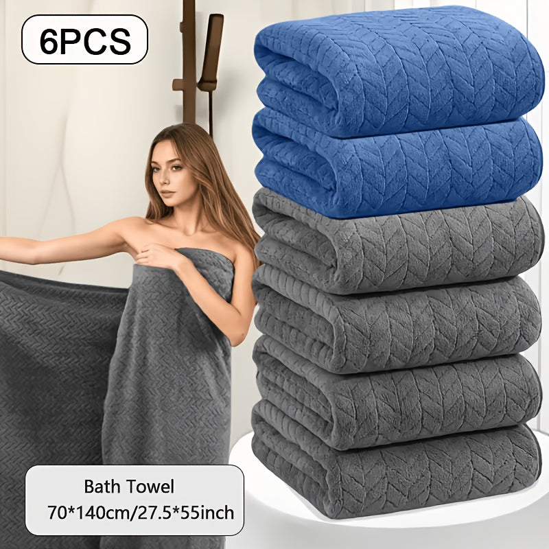 Oversized Striped Bath Towel Set – Absorbent Quick-Dry Adult Bath Towels for Spa, Hotel & Home | Available as Single or 6-Piece Set | Multiple Colors