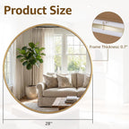 Round Wall Mirror 20 24 28 30 Inch – Circle Vanity Mirror for Bathroom, Bedroom & Living Room | Anti-Rust Modern Decor | Black & Gold