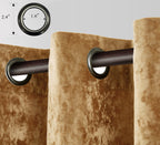 Luxury Distressed Crushed Velvet Curtains - 4-Piece Set (2 Panels + 2 Tiebacks), Grommet Top, Room Darkening | 10 Colors, 3 Sizes
