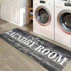 Non-Slip Runner Rug with Rubber Backing Machine Washable Gray Wood-Tone Farmhouse Floor Mat for Hallway Bathroom Laundry Room Multiple Sizes