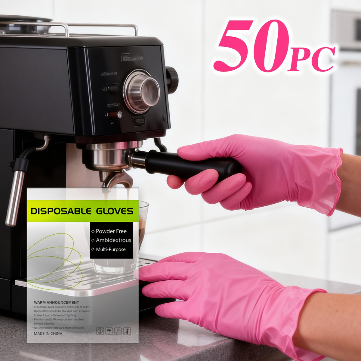 Disposable Gloves Rose Pink Stain Resistant Waterproof Soft Comfortable Wrist for Daily Cleaning Kitchen Restaurant Pet Care Beauty Hairdressing M L 50 100 150 200 Count