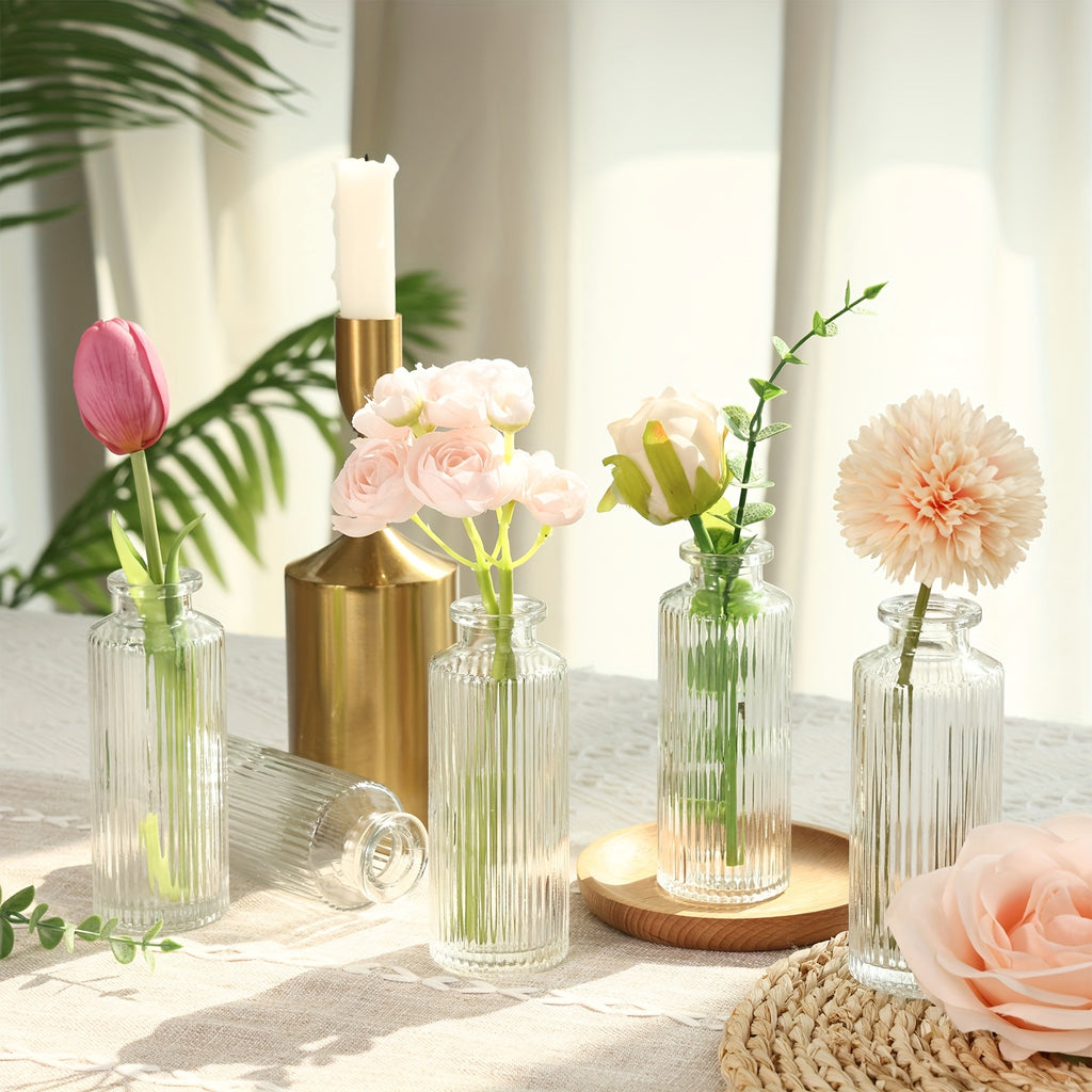 Striped Bud Vases Set of 12 24 36 Modern Mini Clear Flower Vases for Wedding Centerpieces Birthday Anniversary Party Table Decor – Mother's Day Vase Set
