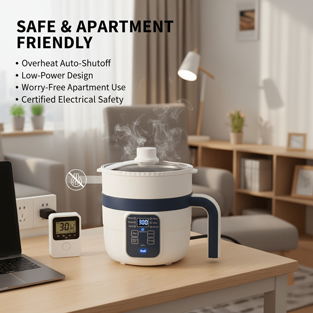 Rice Cooker with Pre-Set Timer & Auto Keep Warm - Non-Stick One-Button Rice Maker with Steaming Rack Option, Easy-to-Use Compact Rice Cooker for Home, Dorm & Family Cooking