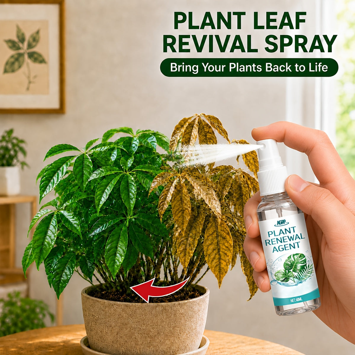 Plant Leaf Shine Spray 40ml – Removes Dust & Yellow, Restores Natural Gloss for Indoor & Outdoor Potted Plants